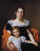Jacques-Louis  David Portrait of the Comtesse Vilain XIIII and her Daughter china oil painting artist